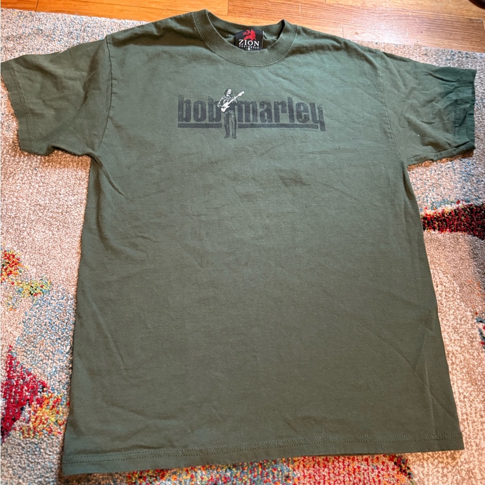 Bob Marley Graphic Tee- Olive Green -Zion Rootswear Bob Marley Tee / concert
